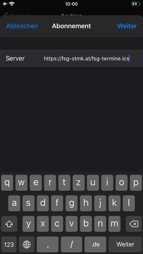 iOS Kalender Abonnoment mit Link einrichten